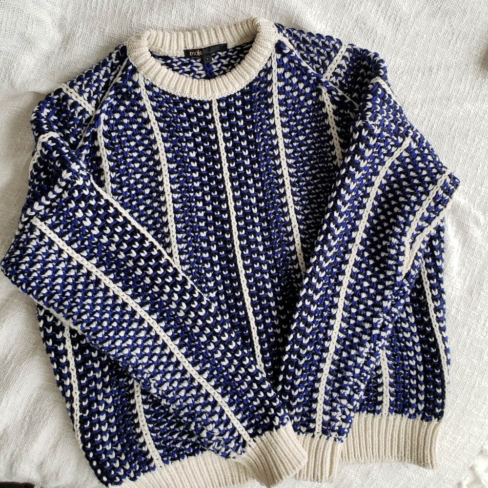 Maje OVERSIZED WOOL-BLEND JUMPER IN BLUE